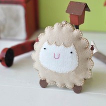 난쟁이똥자루 열쇠고리 만들기 양 펠트 DIY 세트, 1세트