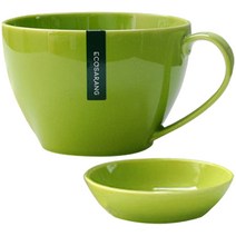 에코사랑 컬러 도자기 2입 세트 그린 라면기 + 종지, 1세트