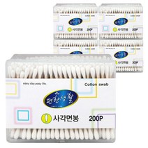 편한생활 사각면봉 200입, 5개