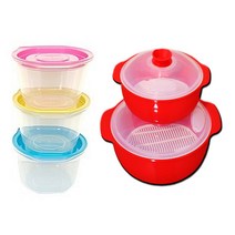 체리티 쿡앤밥 275ml 3종 색상 랜덤 + 전자렌지찜기 대 + 소 레드 세트, 1세트