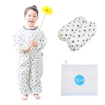 플리에 아동용 지퍼형 전신미술가운 + 팔토시 + 지퍼백 세트, 아이보리 + 곤색 별