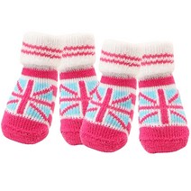 퍼피아 영국국기 강아지 미끄럼방지 양말, 핑크