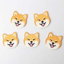 플라이쿱 미니 자수 와펜 30 x mm, 5개(v14), 눈웃음 시바