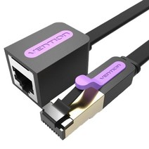 벤션 CAT 7 랜 연장케이블 칼국수형 S-STP 10Gbps 2m, 블랙, 1개
