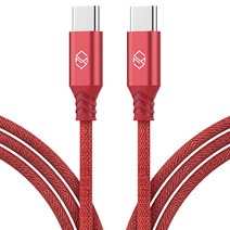 신지모루 더치패브릭 USB C타입 고속충전 케이블, 2m, Red, 2개입