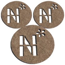 레이저 커팅 펠트컵받침 이니셜 N 3개, 베이지