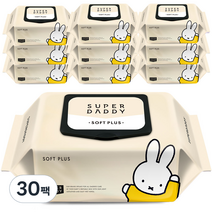 슈퍼대디 저자극 아기물티슈 소프트플러스 캡형, 100매입, 30팩