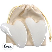 로즈블랑쉐 로즈쿼츠 마사지 괄사 스톤2P + 베이지파우치, 화이트알리섬, 6세트