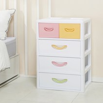 훼미리산업 코디 카멜레온스마일 4단 투명형 서랍장, 혼합 색상