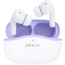 SKY 핏 ANC S2 Wave 노이즈캔슬링 무선 블루투스 이어폰, 퍼플 + 화이트, SKY-ANC-S2