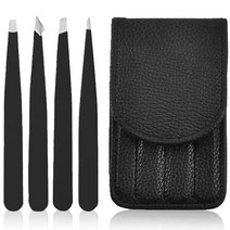 더들캣 미용 족집개 4p + 케이스 세트, 블랙, 1세트