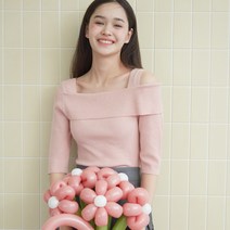 제로스트릿 여성용 반팔 솔리드 오프숄더 스웨터