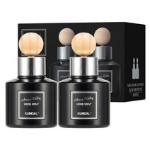 쿤달 퍼퓸 차량용 디퓨저 아로마 에디션 75ml 2개 + 우드볼스틱 2개, 허브민트향, 1세트