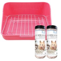 로라펫 사각 철망 소동물 화장실 랜덤발송 + 펠렛형 화장실 두부모래 코튼향 450g x 2p 세트, 1세트