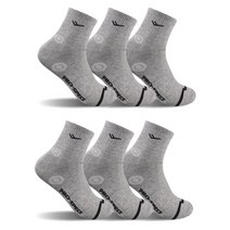 프로스펙스 남성용 스포츠 논쿠션 중목 양말 B타입 세트, 그레이, 6p