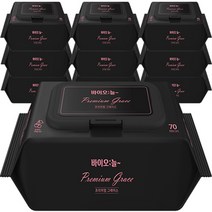 바이오늘 프리미엄 그레이스 엠보싱 유아물티슈 캡형, 10팩, 70매