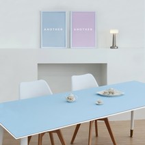어나더 양면 가죽 방수 사각 식탁보 매트, 60 x 80 cm, 연블루 + 연보라