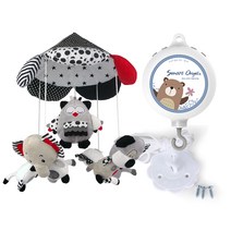 꿈나라 쥬쥬 흑백 모빌 + 무소음 스마트 자동 오르골 세트, 혼합 색상