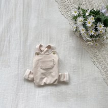 그루밍독 반려동물 포켓 오버롤 멜빵바지 올인원, 아이보리