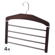 마켓피오 고급 우드 4단 바지걸이, 진한갈색, 4개