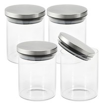차이나다 스테인리스 뚜껑 원형 내열유리병, 850ml, 4개