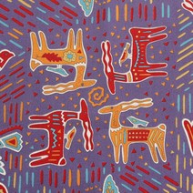 MOLA새와 사슴 프린트 원단, 바이올렛, 1개