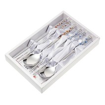 테이블아트 버블 테드 수저 부부세트 홍/청, 4p (스푼 2p, 젓가락 2p), 1개