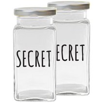 사각실버뚜껑 양념통 보틀알파벳 SECRET, 270ml, 2개