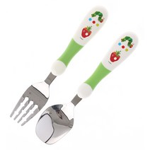 에릭칼 논슬립 다기능 스푼포크세트 그린, 1세트, 혼합색상, 스푼1개+포크1개