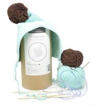 멜로우 아기 방울 보닛 뜨개질DIY 민트/브라운, 1세트, 1개