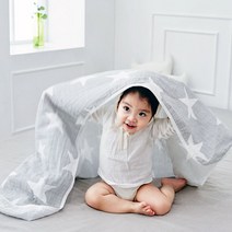 따숨 퓨어스타 유아 무형광 순면 2겹 거즈 이불, 그레이