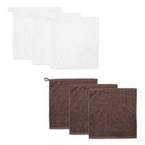 송월타월 솔리드 컬러 고리타올 흰색 3p + 솔리드 컬러 고리타올 3p, 갈색, 1세트