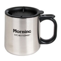 키친플라워 포토 이중스텐레스 머그컵, 블랙, 1개