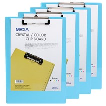 MEDIA 크리스탈 칼라 클립보드, 하늘색, 4개입
