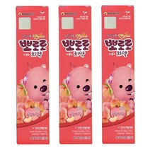 뽀로로 저불소 치약 복숭아향, 50g, 3개입