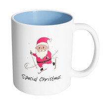 핸드팩토리 스키산타 스페셜 크리스마스 머그컵, 내부 파스텔 블루, 1개