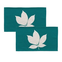 아리코 린넨 북유럽 나뭇잎 식탁 테이블 매트 2p, 그린, 46 x 27 cm