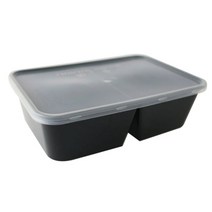 황씨네도시락 블랙PP내열 일회용도시락 2칸 본체 + 뚜껑, 20개입, 1개