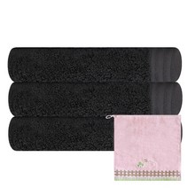 송월타월 호텔 수건 라운드 3p + 허니펜스 고리 핸드 타월 분홍, 다크 그레이, 1세트