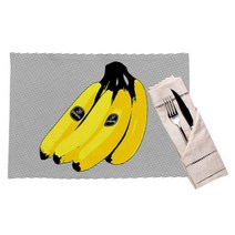 아리코 25kitchen 현대팝 아메리칸 테이블 플레이트 4p, 묶음 바나나, 44 x 28 cm
