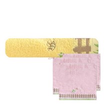 송월타월 허니 펜스 세면 타월 + 고리 핸드 타월 분홍 3p, 노랑, 1세트