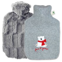 휴고프로쉬 보온 물주머니 핫팩 럭셔리 양털형 1.8L 그레이 + 클래식 휴양털필굿 1.8L, 1세트