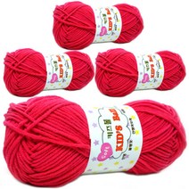 행복뜨기 키즈볼 코튼 뜨개실 4p, 672 핫핑크