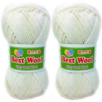 행복뜨기 베스트울 뜨개실 2p, 701 화이트 아이보리, 2개