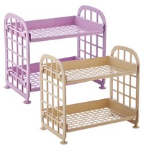 리버그린 간편 미니 2단 선반, 퍼플, 베이지, 1세트