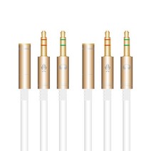 칼론 고급형 이어셋 to PC 변환 어댑터 20cm APC-A08 2p, 골드 + 화이트