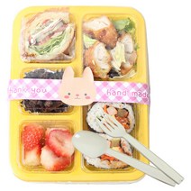 피크닉하우스 어린이5칸도시락 6p + 토끼띠스티커 6p + 스푼포크 6set, 1세트