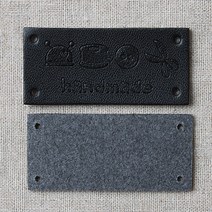동화상가몰 핸드메이드용 인조가죽라벨 48 x 22 mm, 블랙, 8개입