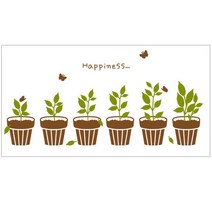 꾸밈 미니미 화분 2 그래픽 스티커, 샌드 브라운 + 라이트 올리브