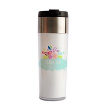디자인아지트 기성 스텐 텀블러 블루밍플라워, 블루, 340ml